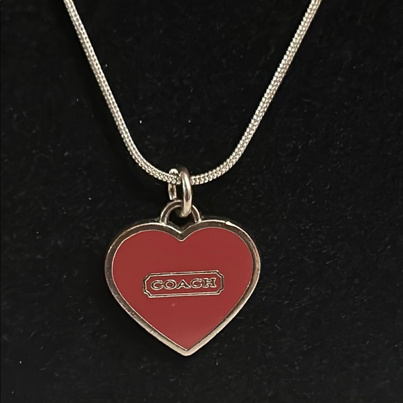 Coach Red & Silver Heart Pendant Necklace - Picture 1 of 3